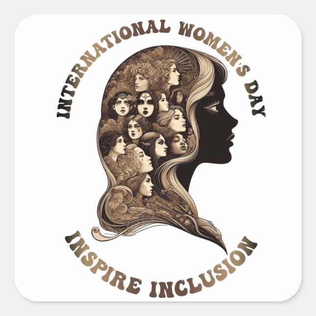 International Women's day Inspire Inclusion girl's Square Sticker (Front)