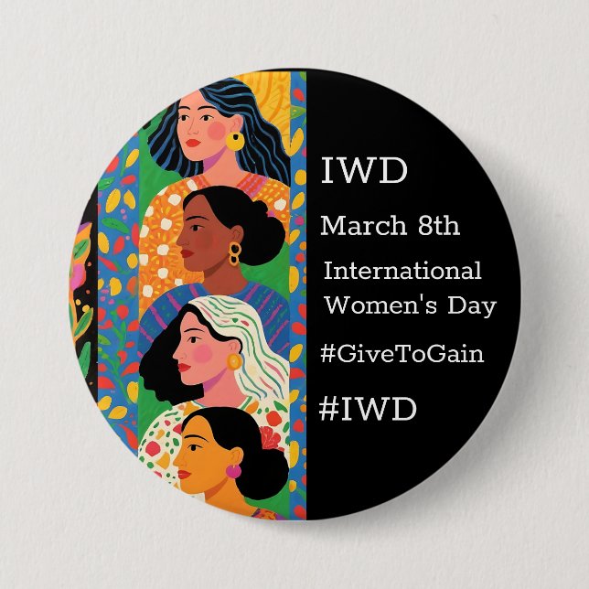 International Women's Day | IWD #GivetoGain 7.5 Cm Round Badge (Front)