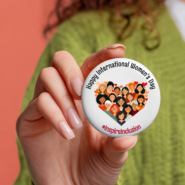 International Women's Day | IWD March 8 | Heart 7.5 Cm Round Badge (International Women's Day | IWD March 8 | Heart Button)