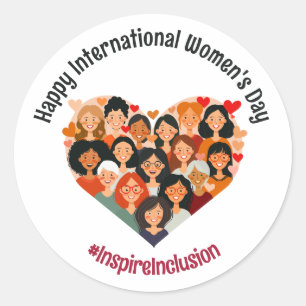 International Women's Day   IWD March 8   Heart Classic Round Sticker