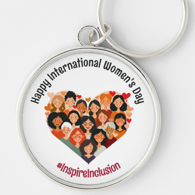 International Women's Day | IWD March 8 | Heart Key Ring (Front)