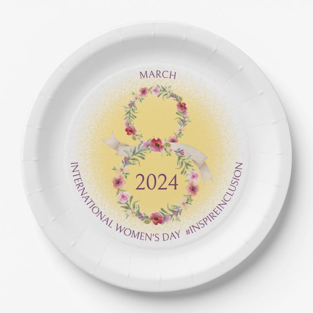 International Womens Day March 8 Inspire Inclusion Paper Plate (Front)