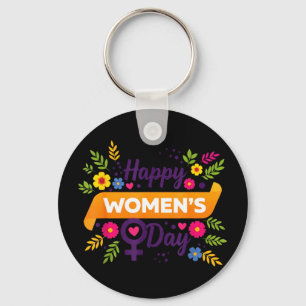 International women's day march 8 rose feminist key ring