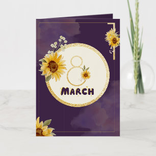 International Women's Day March 8 Sunflower Floral Foil Greeting Card