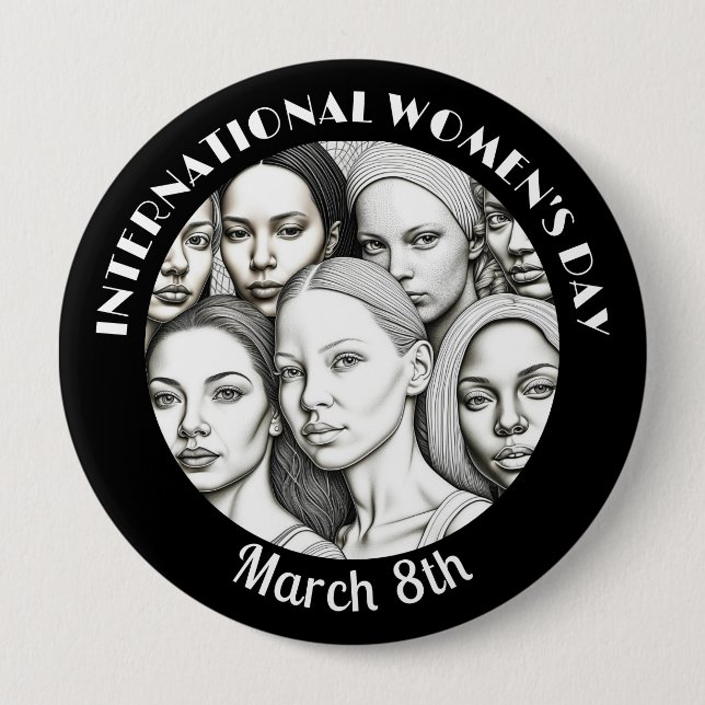 International Women's Day March 8th 10 Cm Round Badge (Front)