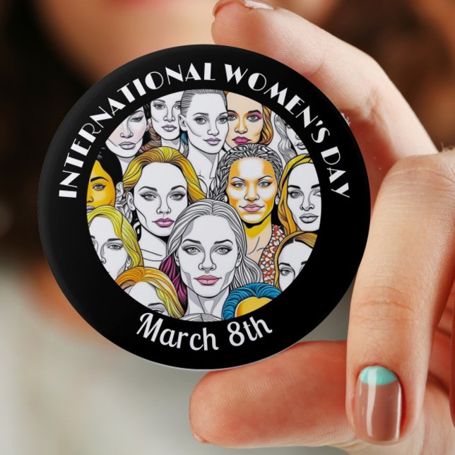 International Women's Day March 8th 10 Cm Round Badge (Creator Uploaded)