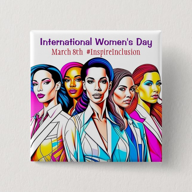 International Women's Day March 8th 15 Cm Square Badge (Front)