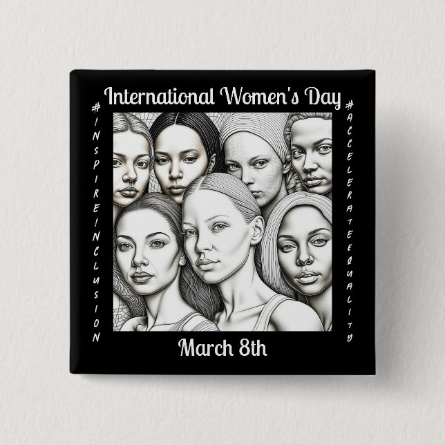 International Women's Day March 8th 15 Cm Square Badge (Front)