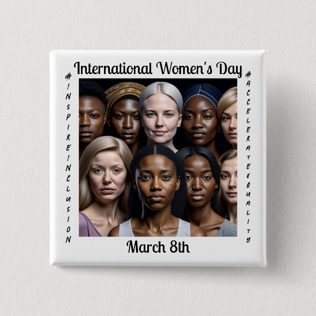 International Women's Day March 8th 15 Cm Square Badge (Front)