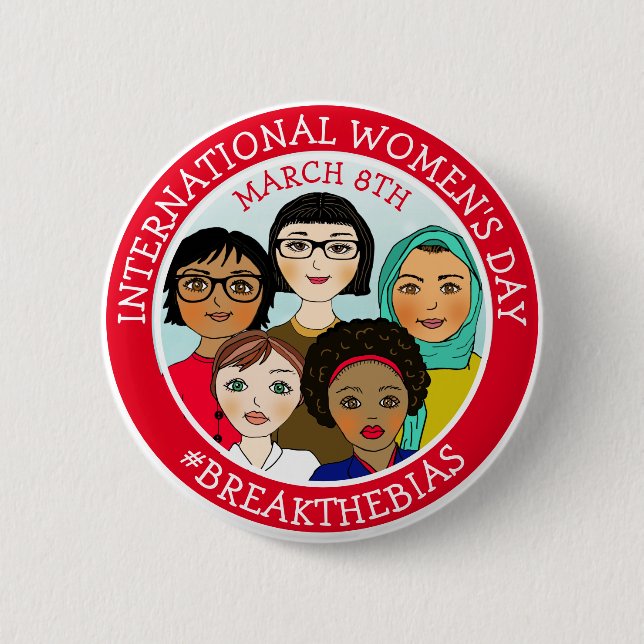 International Women's Day March 8th   6 Cm Round Badge (Front)