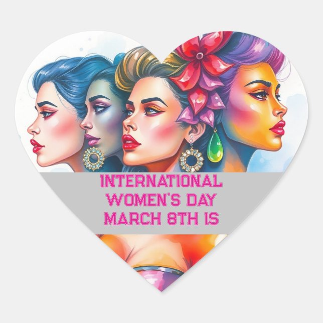 International Women's Day - March 8th Heart Heart Sticker (Front)
