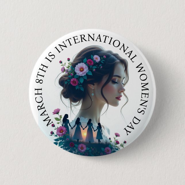 International Women's Day March 8th IWD 6 Cm Round Badge (Front)