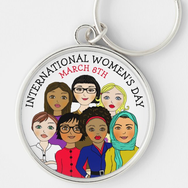 International Women's Day March 8th  Key Ring (Front)