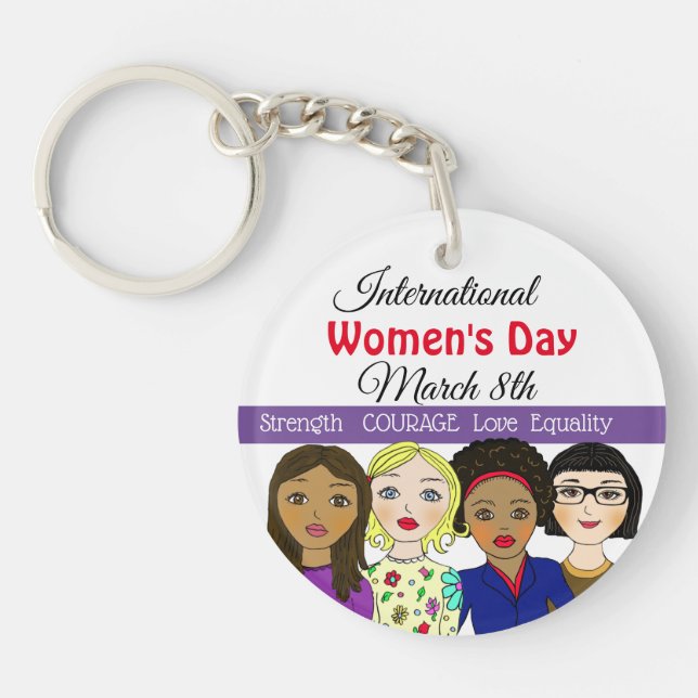 International Women's Day March 8th Key Ring (Front)