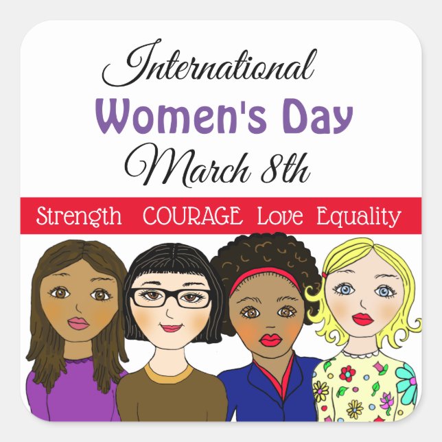International Women's Day March 8th Square Sticker (Front)