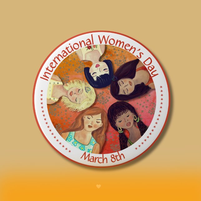International Women's Day painted Diverse Portrait 10 Cm Round Badge (International Women's Day painted Diverse Portrait Button)