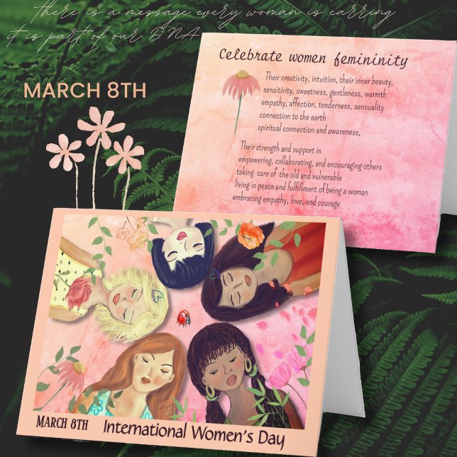 International Women's Day Pink Feminine Holiday Card (International Women's Day Pink Feminine Holiday Card)