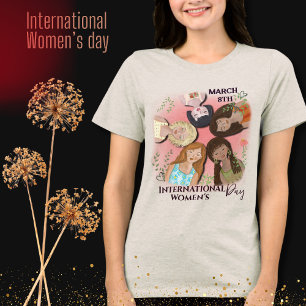 International Women's Day Pink Feminine Portraits Tri-Blend Shirt