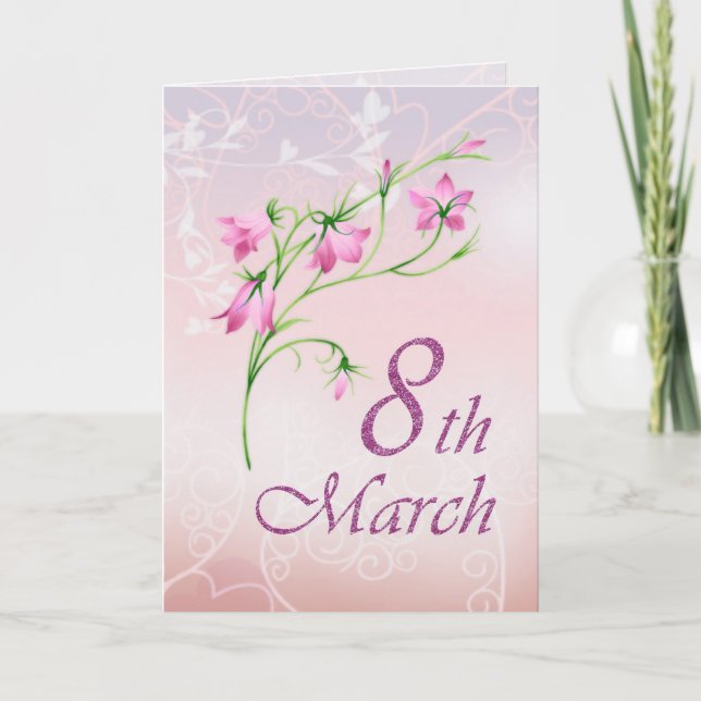 International women's day, pink flowers card (Front)