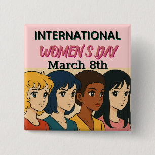 International Women's Day   Pop Art  15 Cm Square Badge