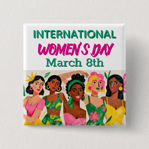 International Women's Day   Pop Art  15 Cm Square Badge