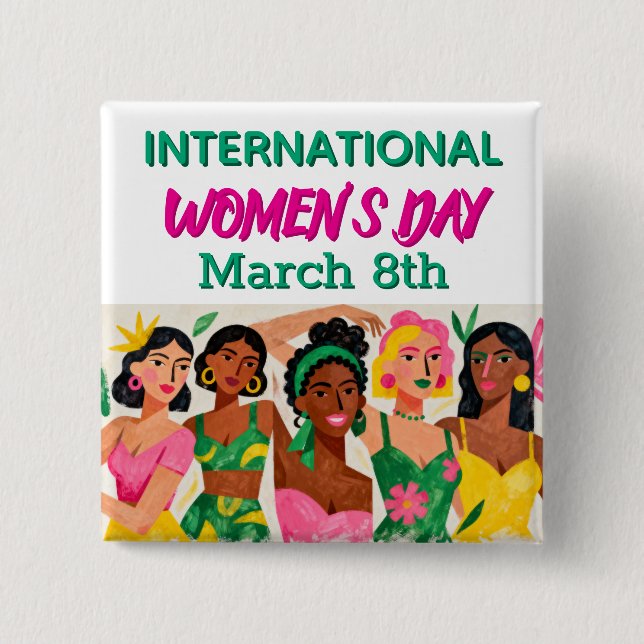 International Women's Day | Pop Art  15 Cm Square Badge (Front)