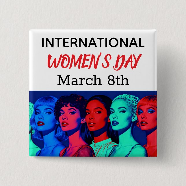 International Women's Day | Pop Art  15 Cm Square Badge (Front)