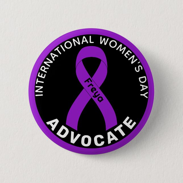 International Women's Day Ribbon Black Button (Front)