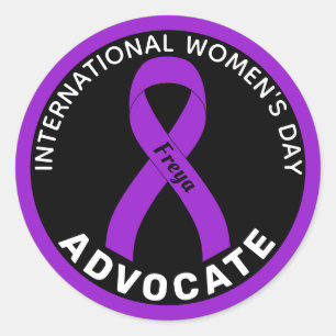 International Women's Day Ribbon Black Classic Round Sticker