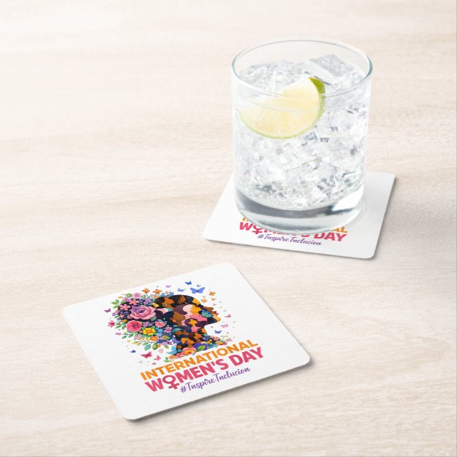 International Women's Day Square Paper Coaster (Insitu)