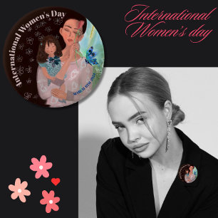 International Women's Day with a girl Button