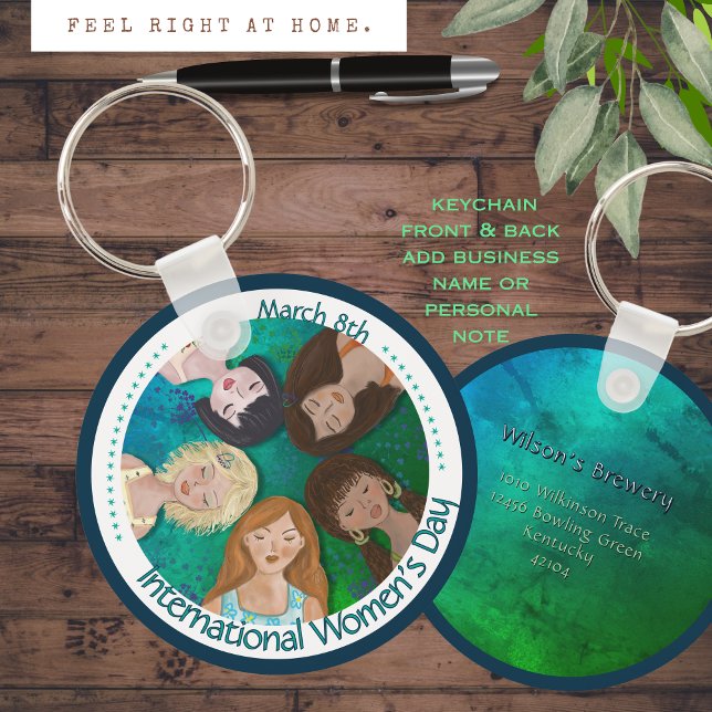 International Women's Day with Diverse Characters  Key Ring (International Women's Day with Diverse Characters Keychain)