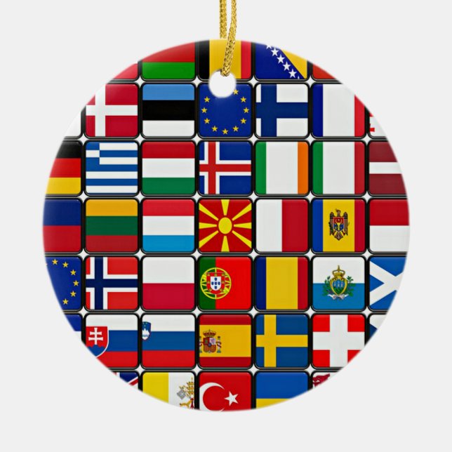 International World Flags Ceramic Tree Decoration (Front)