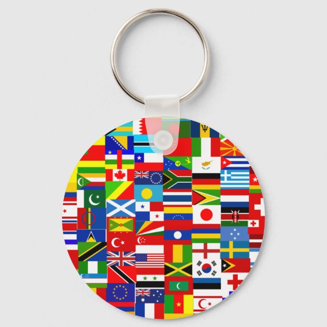 International World Wide Flag Collage Key Ring (Front)