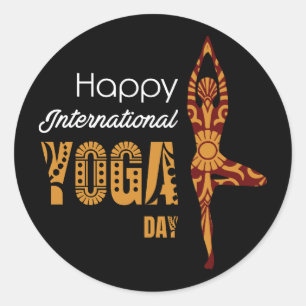 International Yoga Day Classic Round Sticker