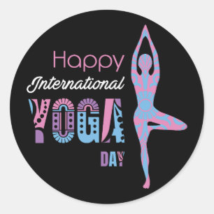 International Yoga Day Classic Round Sticker