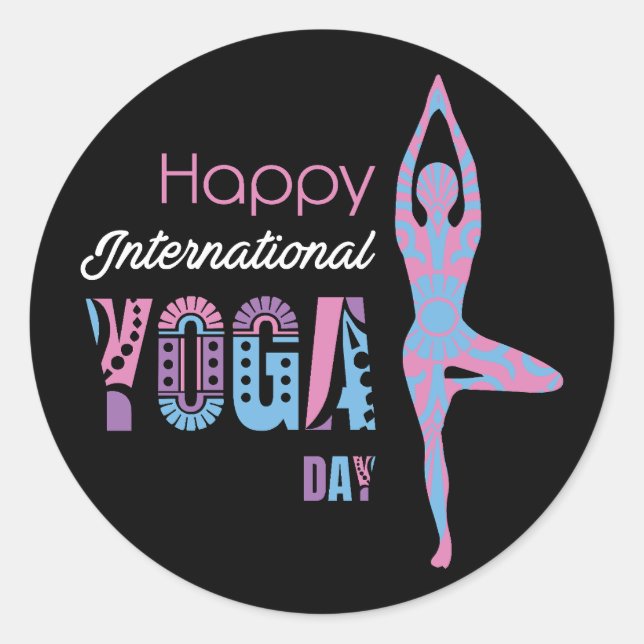 International Yoga Day Classic Round Sticker (Front)