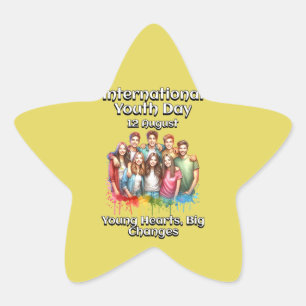 International Youth Day - Young Hearts Big Changes Star Sticker