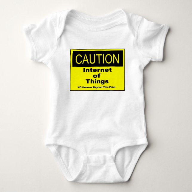 Internet of Things IoT Caution Warning Sign Baby Bodysuit (Front)