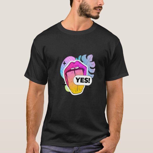 Internet   Says Yes Kiss Mouth Tongue Lips T-Shirt (Front)