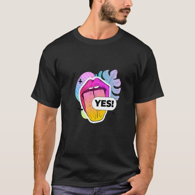 Internet     Says Yes Kiss Mouth Tongue Lips T-Shirt (Front)