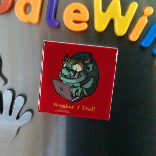 Internet Troll On Laptop Trolling The Web Cartoon Magnet