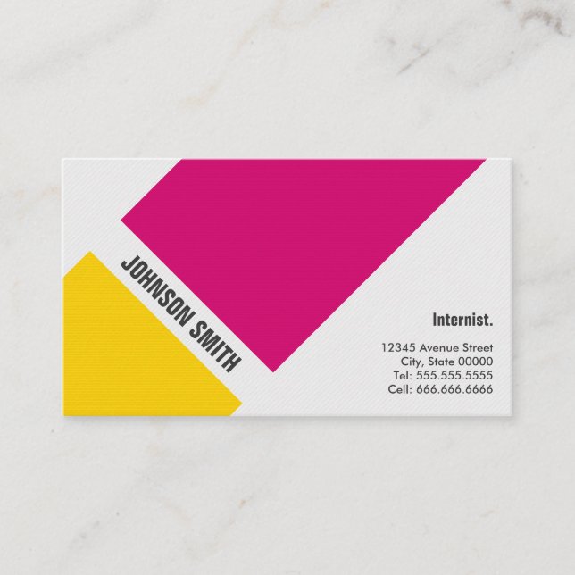 Internist - Simple Pink Yellow Business Card (Front)