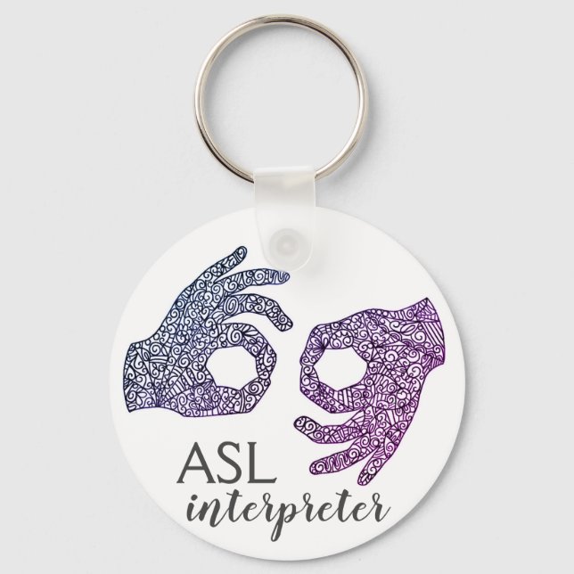 "Interpreter" American Sign Language (Ombré) Key Ring (Front)