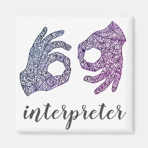 "Interpreter" American Sign Language (Ombré) Magnet