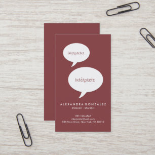 Interpreter Custom Colour Speech Bubble Business Card