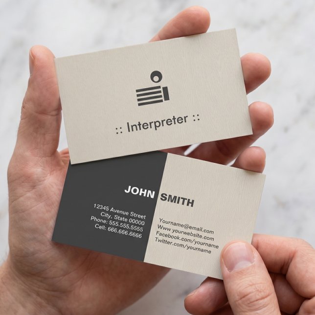 Interpreter Simple Elegant Professional Business Card (Creator Uploaded)