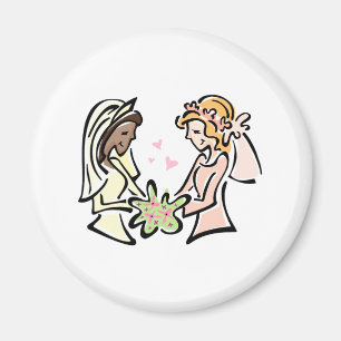 Interracial Lesbian Wedding Magnet