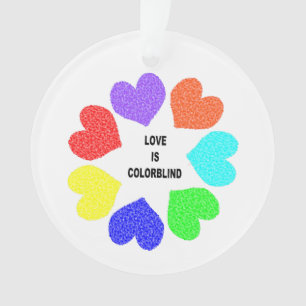 Interracial Love Rainbow Hearts Acrylic Ornament