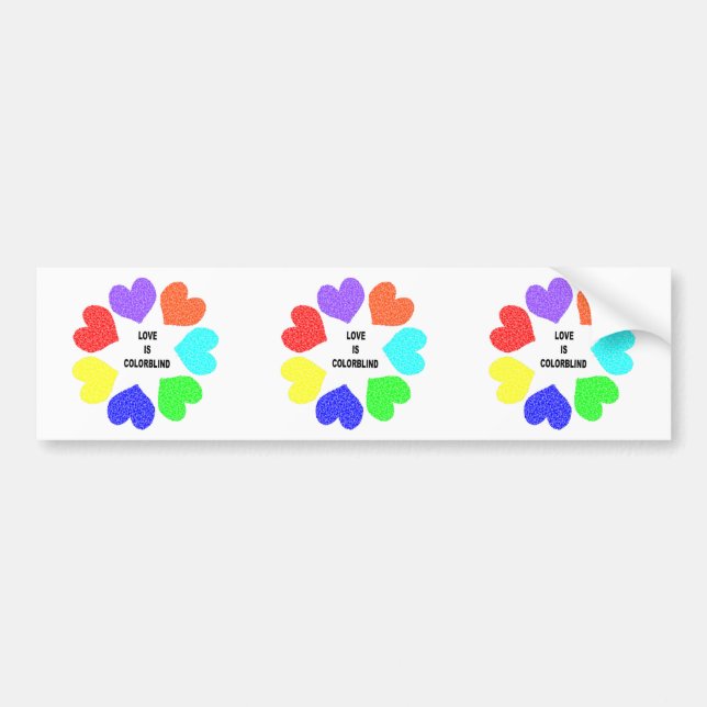 Interracial Love Rainbow Hearts Bumper Sticker (Front)